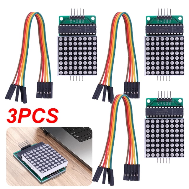 Likrtyny MAX7219 Dot LED Matrix Module MCU Control Module 8x8 Entrada Cátodo Común