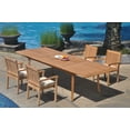 thumbnail image 4 of Grade-A Teak Dining Set: 4 Seater 5 Pc: 118" Double Extension Rectangle Table And 4 Leveb Stacking Arm Chairs Outdoor Patio WholesaleTeak #WMDSWVm, 4 of 4