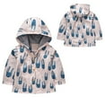 thumbnail image 2 of Mercatoo Toddler Girls Fall Jacket Cute Rabbit Print Button Long Sleeve Hooded Trench Girls Lightweight Windbreaker, 2 of 4