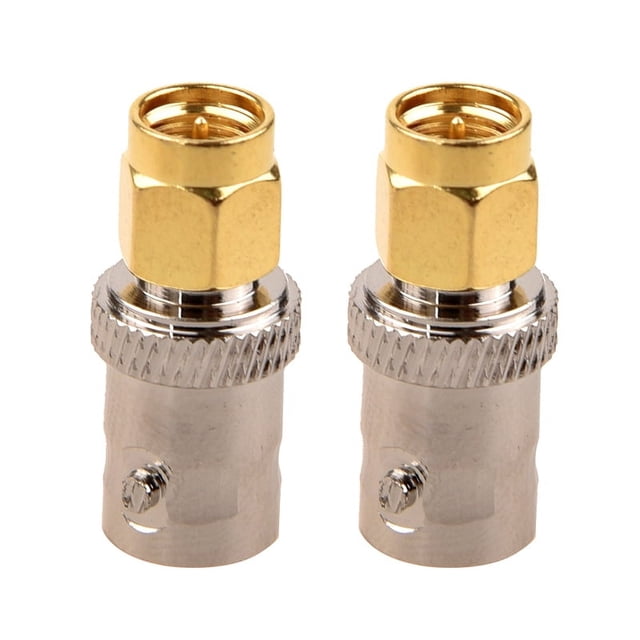 Adaptador de conector 2X SMA macho a BNC hembra plateado
