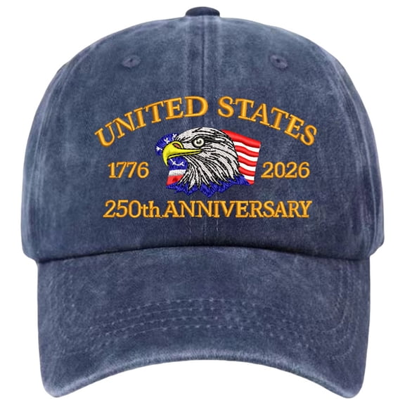NIEWTR United States 250th Anniversary Cap, Patriotic Baseball Cap, Adjustable Retro Embroidered Hat for Men Women Gifts(Navy,One Size)