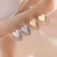 thumbnail image 4 of 1 Pair Stud Earrings Two Layers Heart Simple Women Exquisite All Match Ear Studs for Daily Wear, 4 of 8