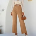 thumbnail image 2 of UAMVSH women high waist pants comfy business button lounge pants with pockets casual straight leg office work dress pants(Medium,Khaki), 2 of 7