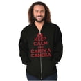 thumbnail image 5 of Keep Calm Carry A Camera Photographer Zip Up Hoodie Men's Women's Brisco Brands L, 5 of 6