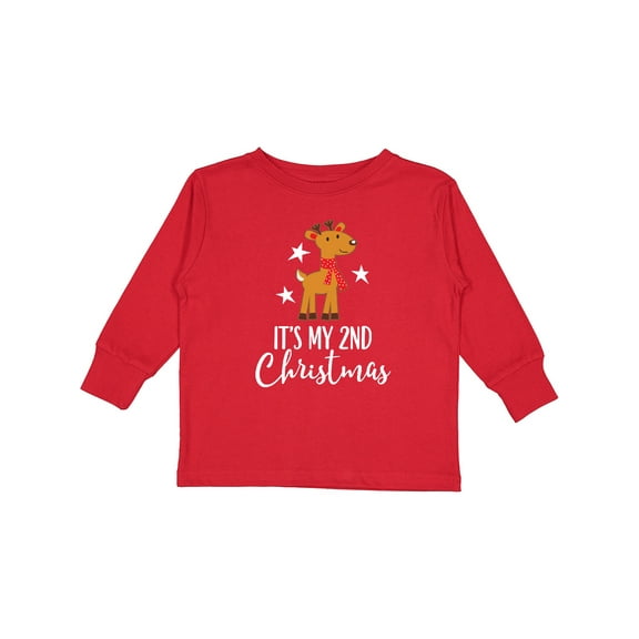 Inktastic My 2nd Christmas Reindeer Childs Boys or Girls Long Sleeve Toddler T-Shirt
