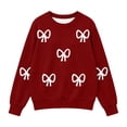 thumbnail image 4 of Atogsazn Kids Girls Knitted Sweater Childrens Casual Long Sleeve Pullover Sweaters Fall Winter Tops Clothes Wine 13-14 Years Fashion, 4 of 7