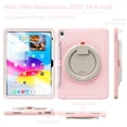 thumbnail image 5 of Kids Friendly Hybrid Case for iPad 10th Gen 10.9 Inch 2022, Rugged Case with Rotating Ring Stand Pencil Holder Heavy Duty Protection Slim Fit Silicone PC Case for iPad 10th Gen, Cherryblossomspink, 5 of 12