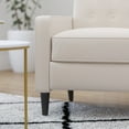 thumbnail image 6 of Merrick Lane Recliner Chair Cream Mid-Century Modern Faux Leather Tufted Upholstery Ergonomic Push Back Living Room Recliner, 6 of 12