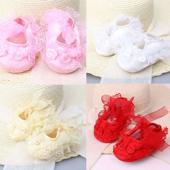 Pretty Baby Infant Girls Newborn Christening Baptism Lace Princess shoes