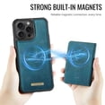 thumbnail image 6 of Case For iPhone 16 Pro Max RFID Blocking Compatible With MagSafe Detachable 2 In 1 Wallet With Card Holder,PU Leather Case,  Holder Kickstand Magnetic Protective Women Men Cover,Blue, 6 of 9