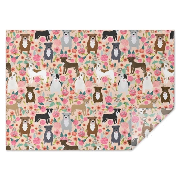 Boston Terrier Dog and Flower Florals Rectangle Tablecloth 60"x84",Waterproof Polyester Rectangle Table Cloth, Wipeable Spillproof Polyester Tablecloth for Dining, Camping, Indoor and Outdoor