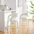 thumbnail image 2 of Counter Stool Chair, Ivory White Gold, Velvet, Bar Pub Cafe Bistro Dining Kitchen Hospitality Restaurant, Modern Contemporary Boutique HB35926, 2 of 10