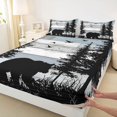 thumbnail image 3 of Homewish Safari Bear Queen Sheet Sets,Jungle Wildlife Flat Sheet,Old Wooden Board Queen Fitted Sheet For Boys Kids,Breathable Home Decor,4 Pieces, 3 of 7