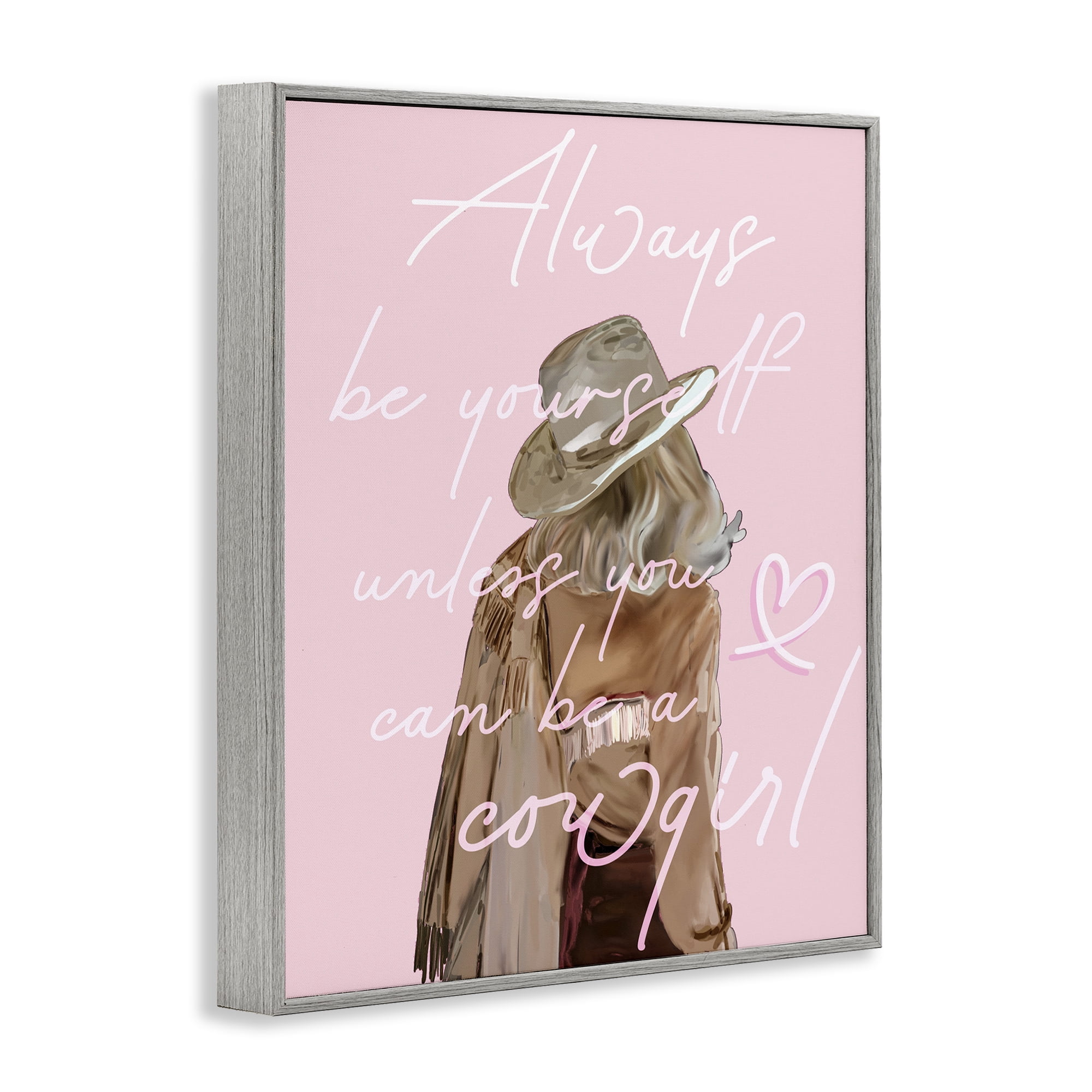 Stupell Industries Be Yourself Cowgirl Novelty Painting Gray Framed Art Print Wall Art, 11 x 14