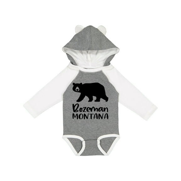 Inktastic Bozeman, Montana Black Bear Silhouette Boys or Girls Long Sleeve Baby Bodysuit