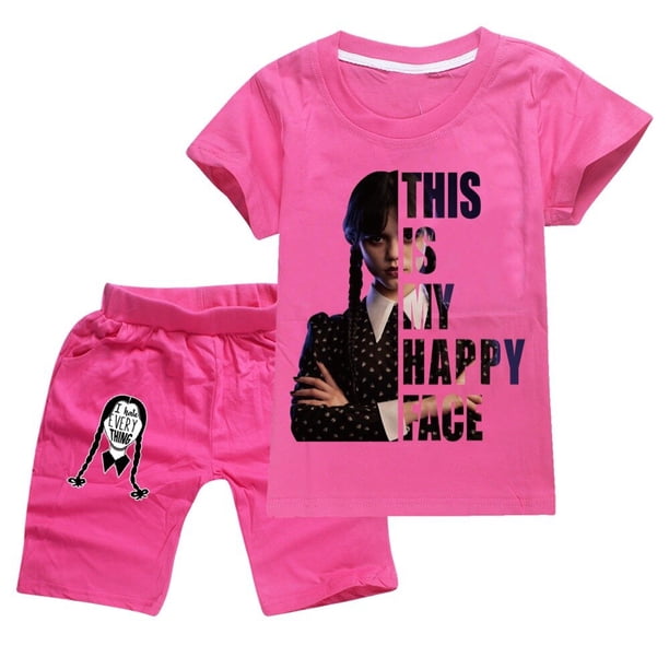 Conjunto de ropa de verano para niñas 100% algodón, ropa deportiva para niños, camiseta de 2 piezas y pantalones cortos zhangyuxiang LED