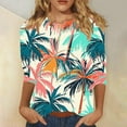 thumbnail image 3 of JTZGDY 3/4 Length Sleeve Tops for Women Loose Fit Casual Beach Tropical Printed Summer Crewneck Oversized Tunic Blouse Lightweight Cozy Graphic Vacation T-Shirts Multicolor#05 S, 3 of 6