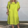 thumbnail image 3 of Lindbes Nouvelle Robe d'Été Ample Décontractée Couleur Unie Manches Courtes en Coton Lin, 3 of 7
