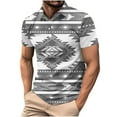 thumbnail image 2 of Zylanna Men's Button Polo Shirts Tee, Turndown Collar Printed Summer Short Sleeve Casual Pullover for Men Gray Size 2XL, 2 of 5