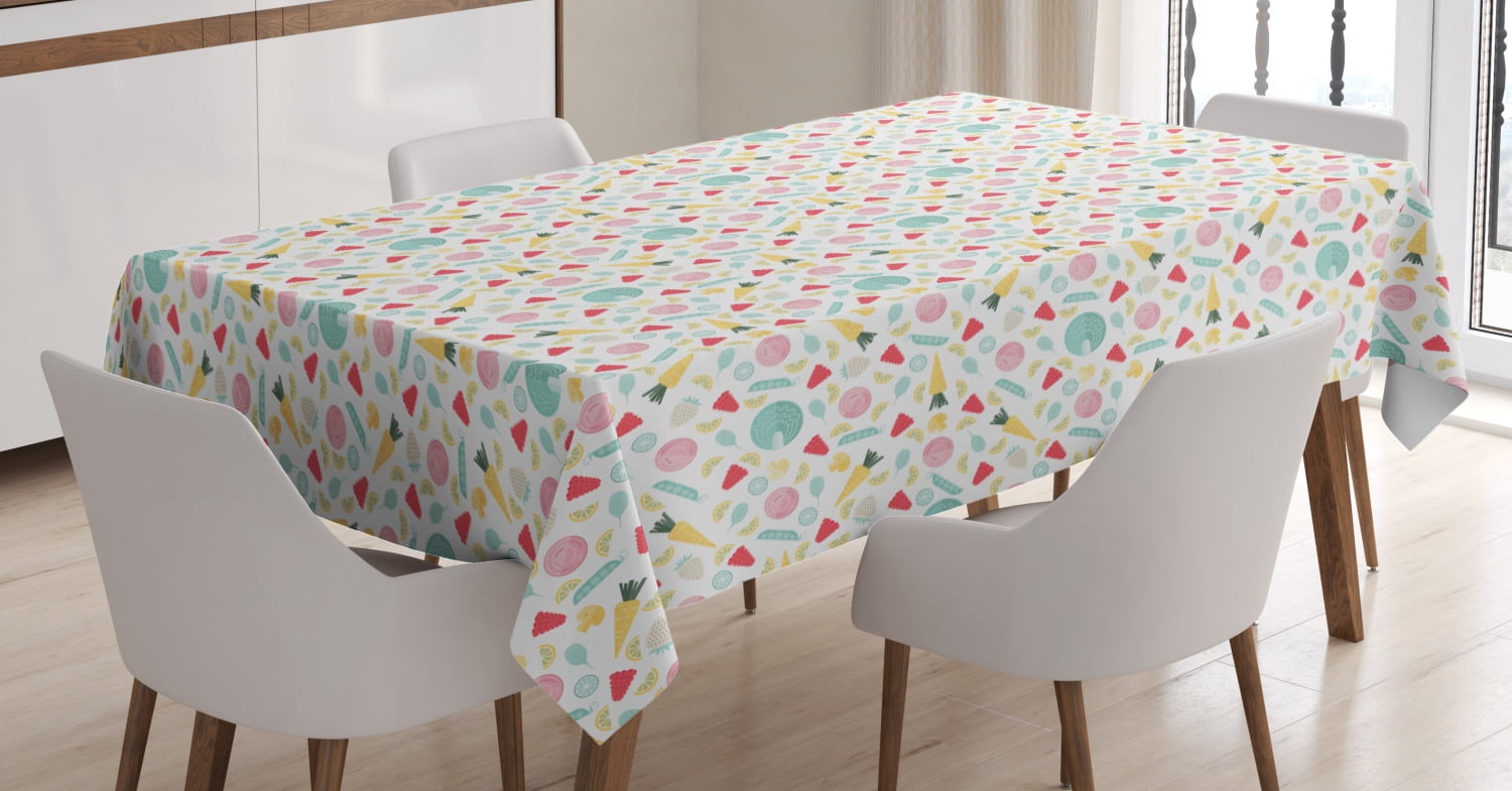 Colorful Tablecloth, Healthy Vegetarian Food Pattern with Vegetables ...