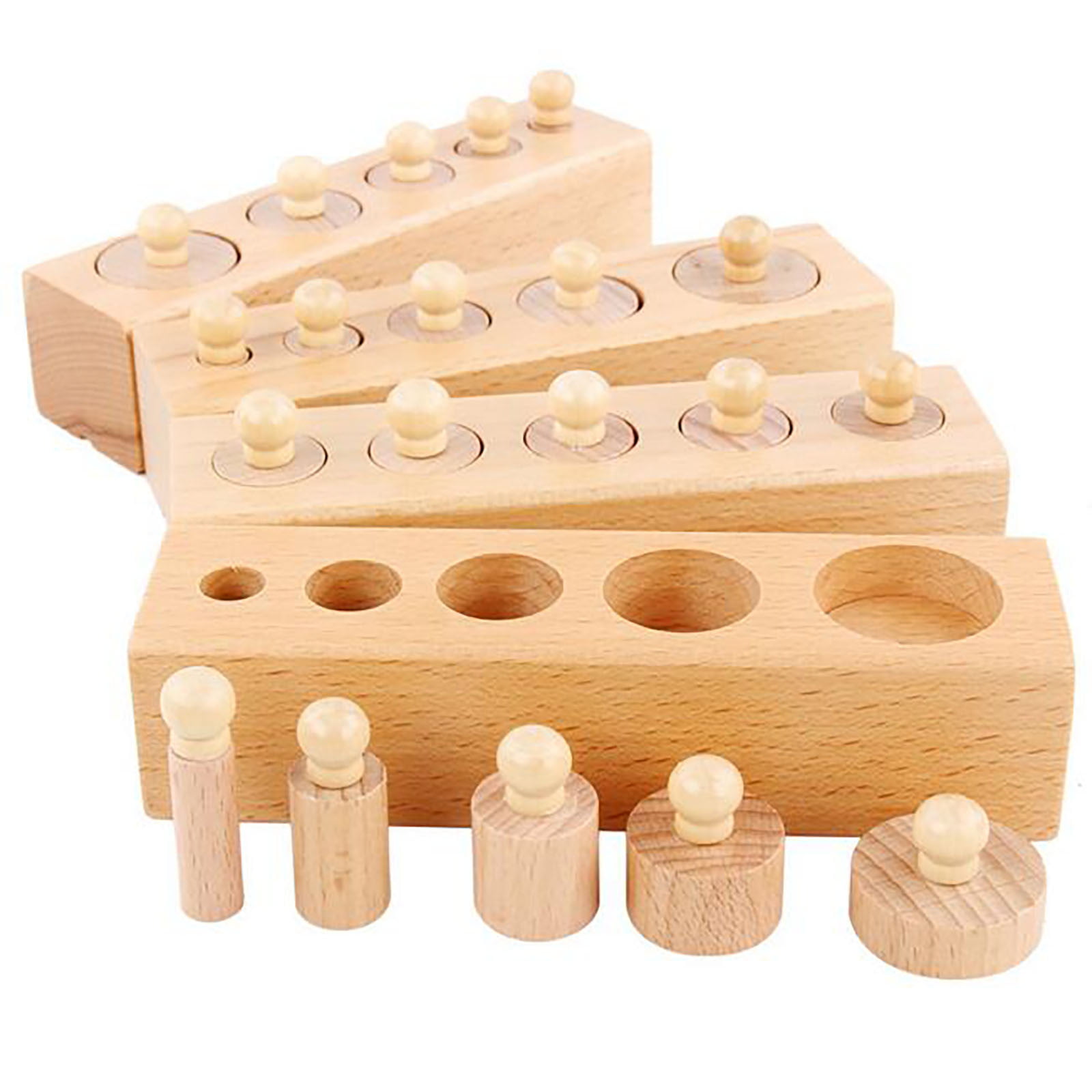Mini knobbed cylinders wooden toys montessori mathematics 