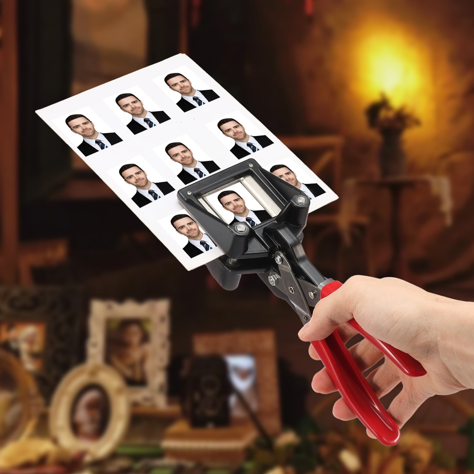 Grusce 2x2 inch Handheld Passport Photo Cutter for Business Card Plastic and Metal, Picture Punch Cutter for Photography Studio Home and Office Use