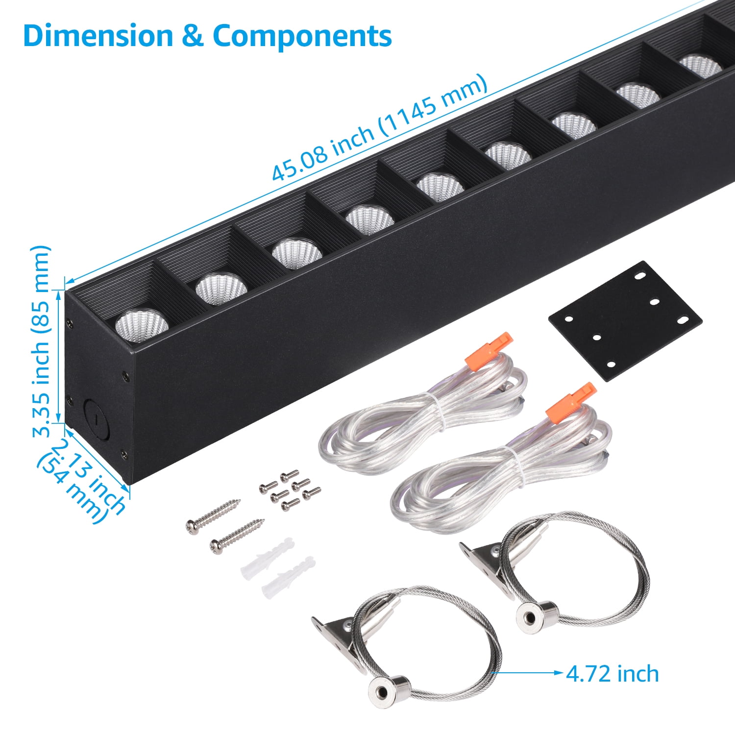 4 Pack 4FT LED Anti Glare Linear Light, 0-10V Dimmable, Commercial-grade Architectural Suspended Lighting Fixture, 4000K Cool White