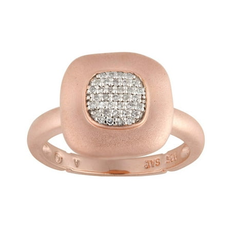 Diamond-Accent 14kt Pink Gold over Sterling Silver Square Ring, Size 7