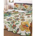 thumbnail image 3 of Quilts Full Size Bedding Set, Green Yellow Paisley Lightweight Quilted Comforter, Vintage Boho Floral Botanical Soft Reversible Bedspread Coverlet with Pillow Covers for All Season, 78" x 90", 3 of 7