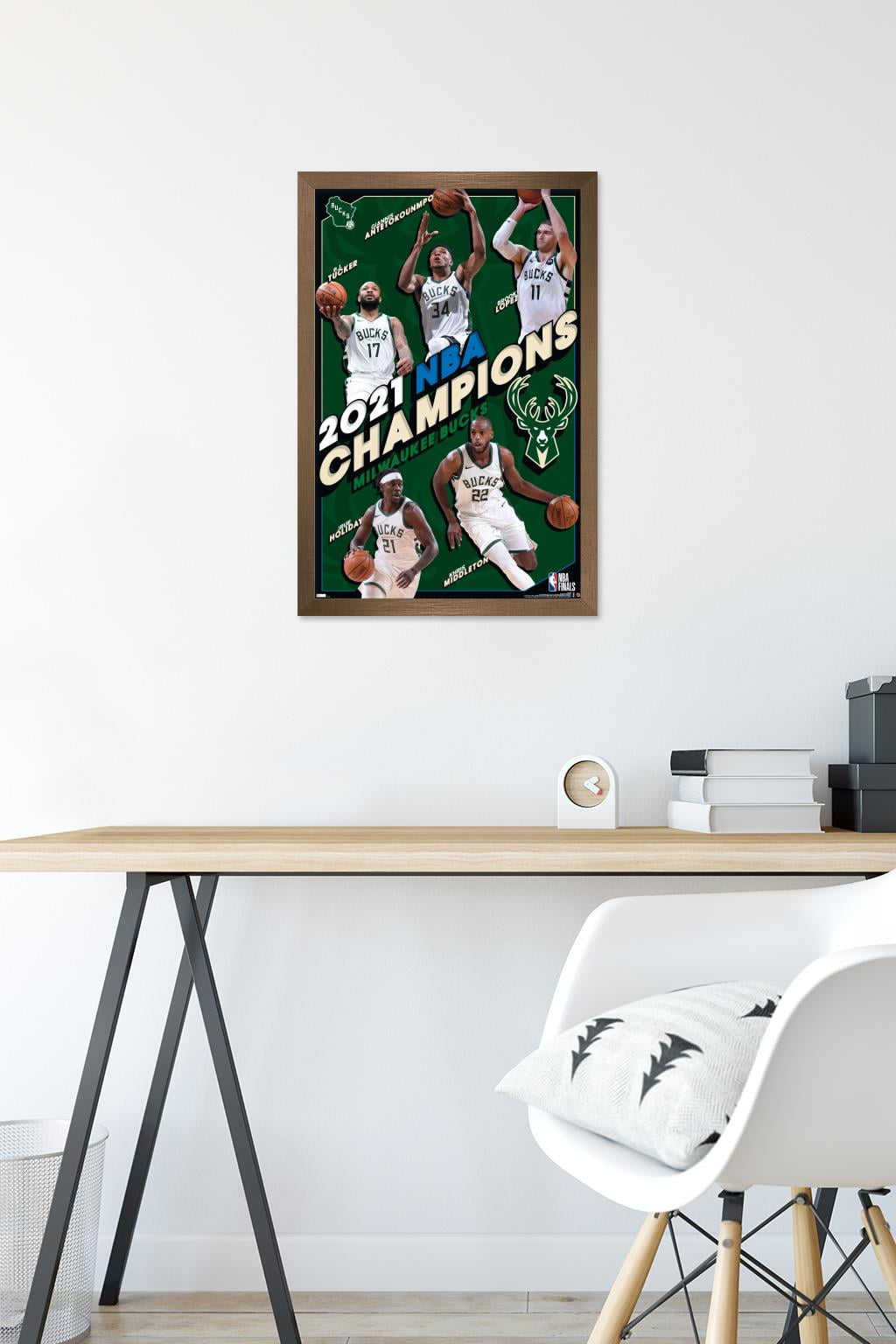 NBA Milwaukee Bucks - 2021 NBA Finals Champions Wall Poster, 14.725" x 22.375", Framed