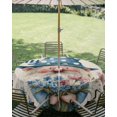 thumbnail image 3 of Outdoor Tablecloth with Umbrella Hole Zipper Happy Father's Day Round Tablecloth 60" Waterproof Outside Table Cloth Blue Gnomes Floral Linen Patio Table Cover Tablecloths for Picnic Party, 3 of 8