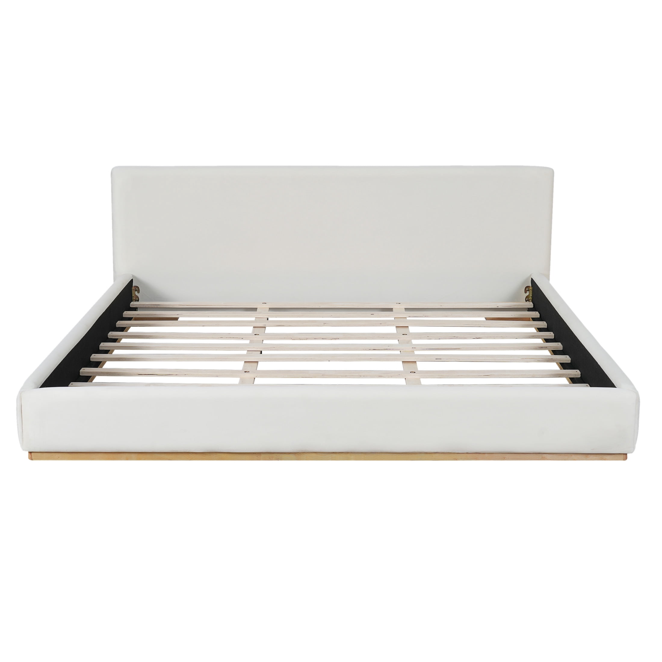 Christopher Knight Home Velvet Upholstered King Bed, Solid Wood Platform  Bed Frame, White