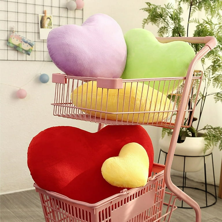 SRUILUO 1 PCS Heart Shape Throw Pillows, Pink Fluffy Heart SRUILUO 1 PCS Heart Shape Throw Pillows, Pink Fluffy Heart