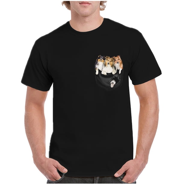 Camiseta informal con cuello redondo y estampado animal de gato de bolsillo para hombre Pompotops oipoqjl31841