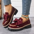 thumbnail image 2 of Wine Women'S Casual Loafers Featuring A Bow Detail And Thick Sole In A Wine Shade Comfortable For All-Day Activities, 2 of 9