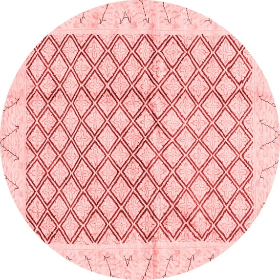 Ahgly Company Indoor Round Abstract Red Modern Area Rugs, 7' Round