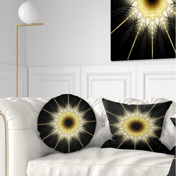 Designart 12" x 20" Contemporary, Modern Black Polyester Throw Pillow