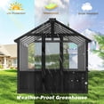 thumbnail image 3 of VEIKOUS 6ft x 10ft Outdoor Walk-in Cedar Wood Greenhouse W/ Polycarbonate Panels, Adjustable Roof Vents & Lockable Door, Black, 3 of 16