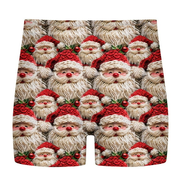 EOYWHK Christmas Gifts for Big and Tall Men Boxer Brief Santa Claus Print Boxer Elastic Waist Graphic Bikini Swimwear Brief ,S-5XL