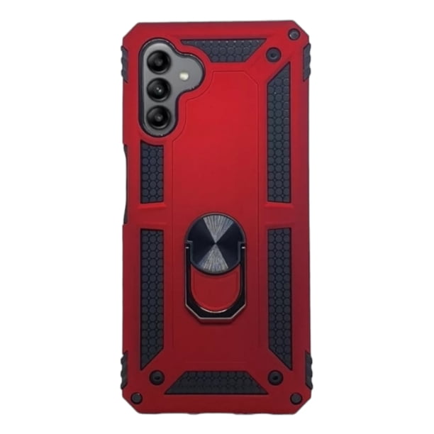 Funda Uso Rudo Con Anillo Magnético Para Samsung A04s Rojo Más 2 Micas De Cristal
