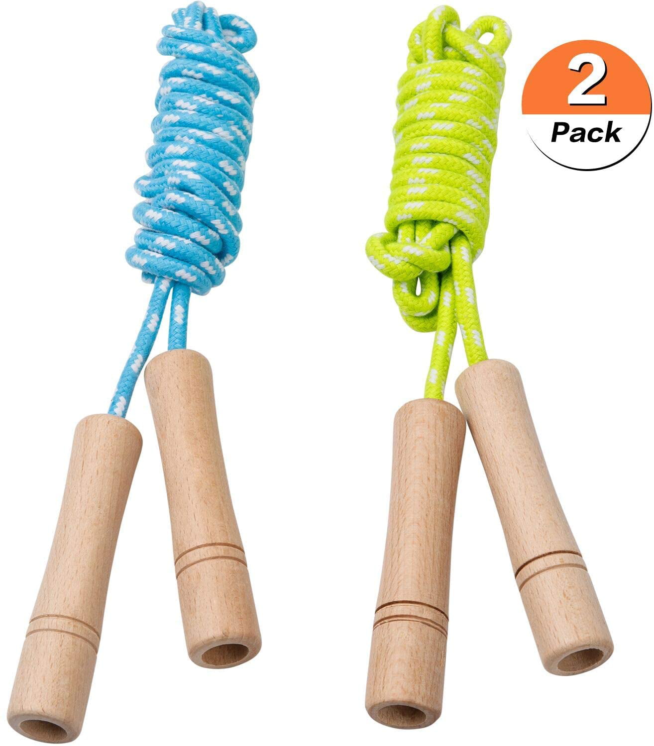 Recreation and fitness SACKORANGE Jump Rope with Wood Handles for Kids Color random Set of 4 Great for Outdoor Fun Activity,Party Favor 