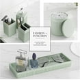 thumbnail image 4 of Bathroom Accessories Set, 6-Piece Resin Green Bathroom Set with Toothbrush Holders, Soap Dispenser, Vanity Tray, Tumbler, Cotton Swab Jars, Modern Bathroom Organizer for Small Spaces, 4 of 16
