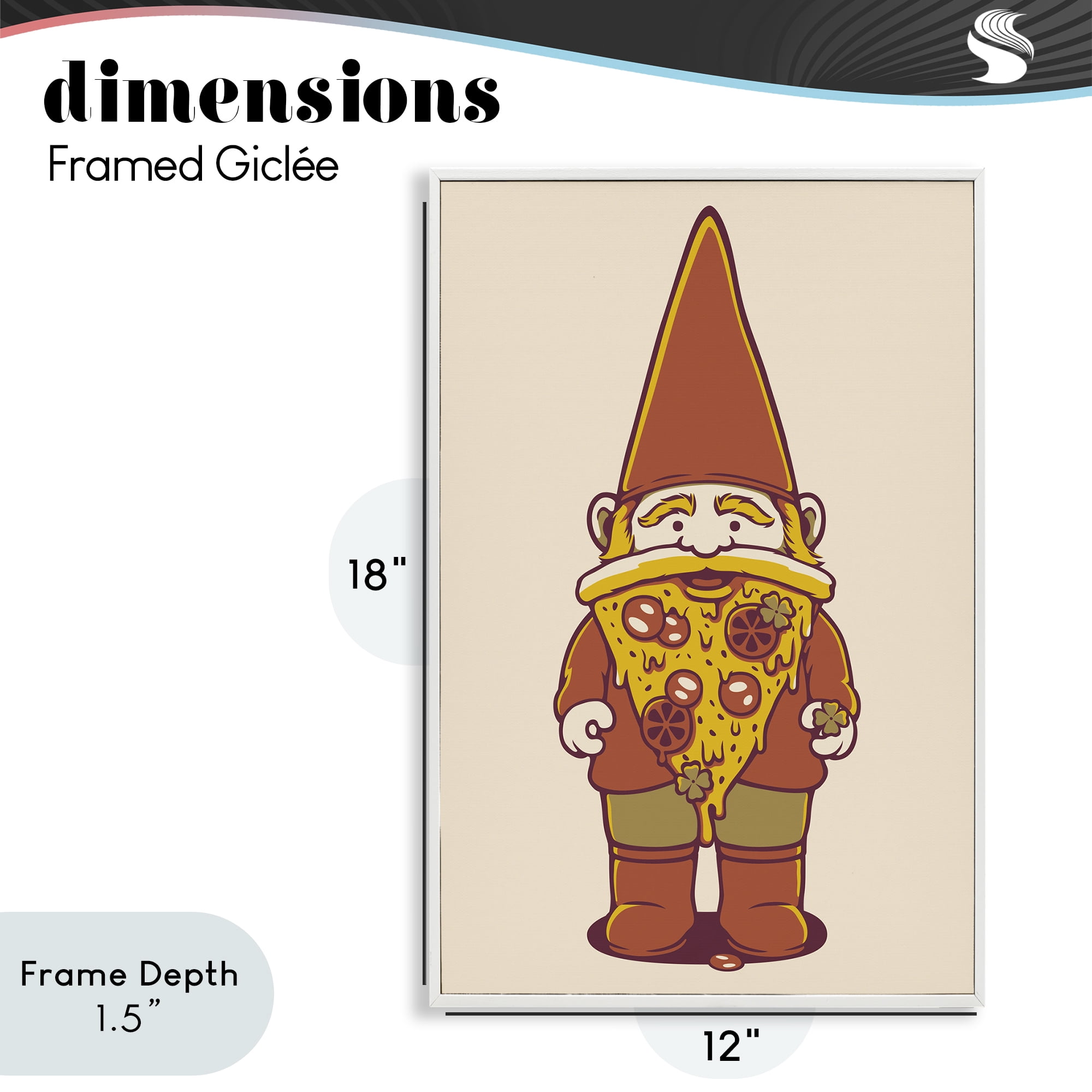 Stupell Industries Happy Pizza Gnome White Framed Giclee Art, design by Tobe Fonseca