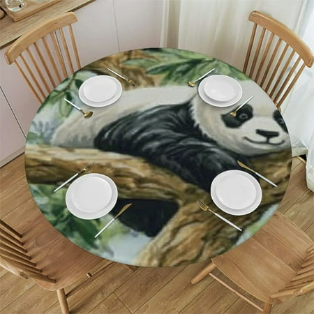 

Ullo0ord Round Tablecloth Black and Round Fitted Tablecloth with Elastic Edge Waterproof Oil Proof Table Cloth Wipe Clean Table Cover for Indoor and Outdoor Fits Small 42 -46