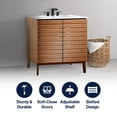 thumbnail image 4 of JONATHAN Y Calandre 36 in. W x 18 in. D x 33 in. H, Thin Linear Slat 2-Shelf, Bath Vanity Cabinet ONLY, Walnut, VAN1007B, 4 of 7