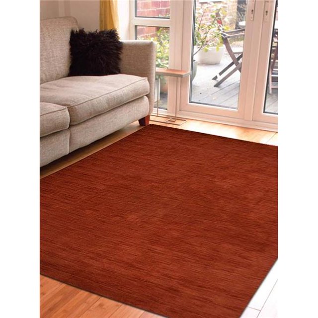 5 x 8 ft. Solid Hand Knotted Loom Wool Area Rug, Dark Red
