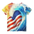 thumbnail image 5 of Amidoa Girls Short Sleeve Summer Crewneck Graphic Independence Day T Shirts Kids Casual Tops Yellow Size 7, 5 of 6