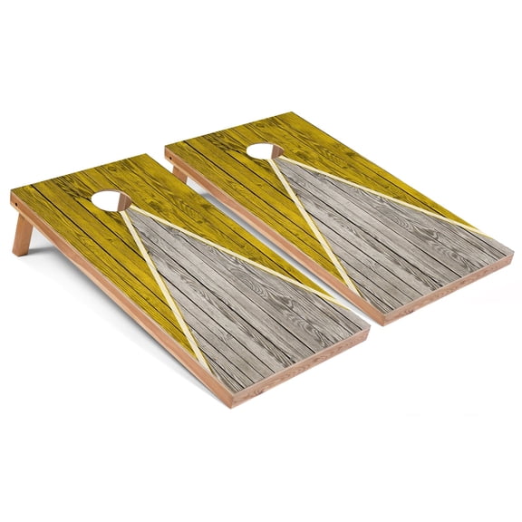 Skip's Garage | Yellow Pyramid Cornhole Boards | Includes (2) Boards, (8) Bags & Optional Accessories