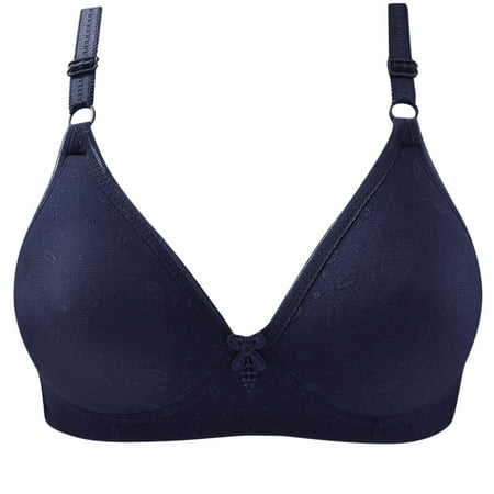 Women Sports Bra No Underwire Bra Feature V-Neck Nursing Bra Style W-1135 Blue XL