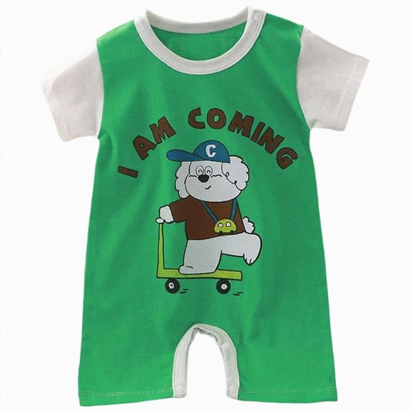 Baby Onesies Boy Baby Boy Stripe Jumpsuit Fire Truck Excavator Embroidery Short Sleeve Knit Romper